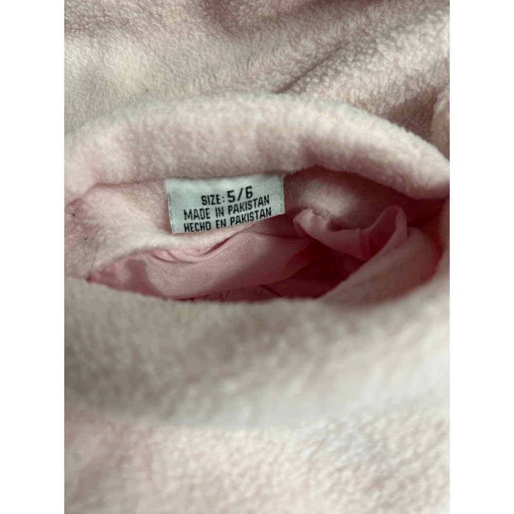 Vintage Skyline Girls Pink Hooded Puffer Jacket Fleece Lined Floral Size 5/6